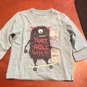 Carter's Light Blue Monster Skateboard Long-Sleeve Tee